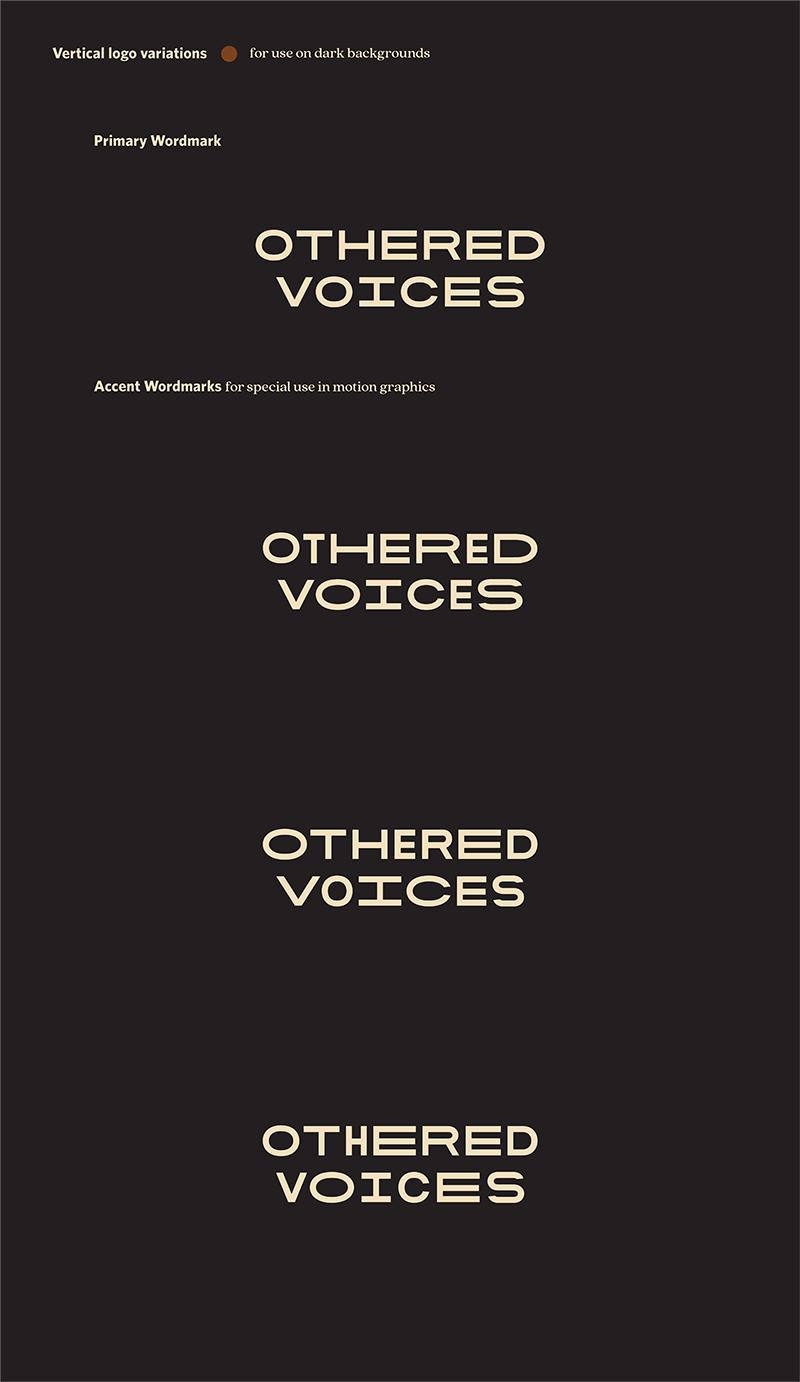 Othered Voices Alternative Logos on Black Background